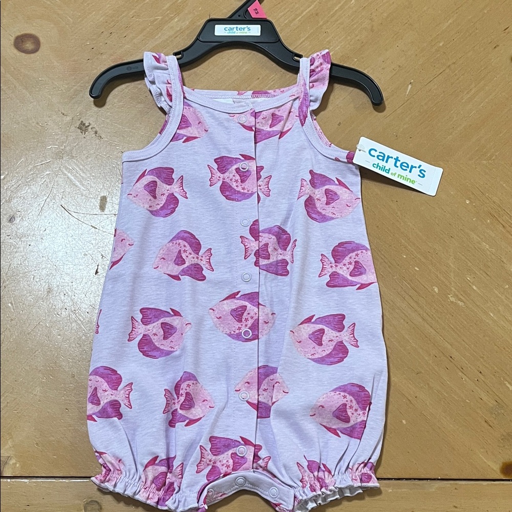 Carter's Pink and Purple Fish Print One Piece